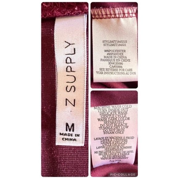 Womens Burgundy/Maroon/Deep Red Top by Z Supply Size Medium - Picture 7 of 10